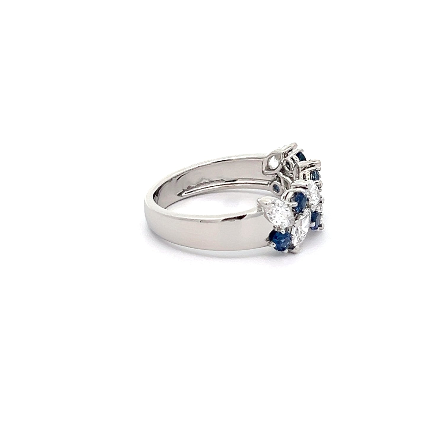 Marquise Lab-grown Diamond and Sapphire Ring in Platinum