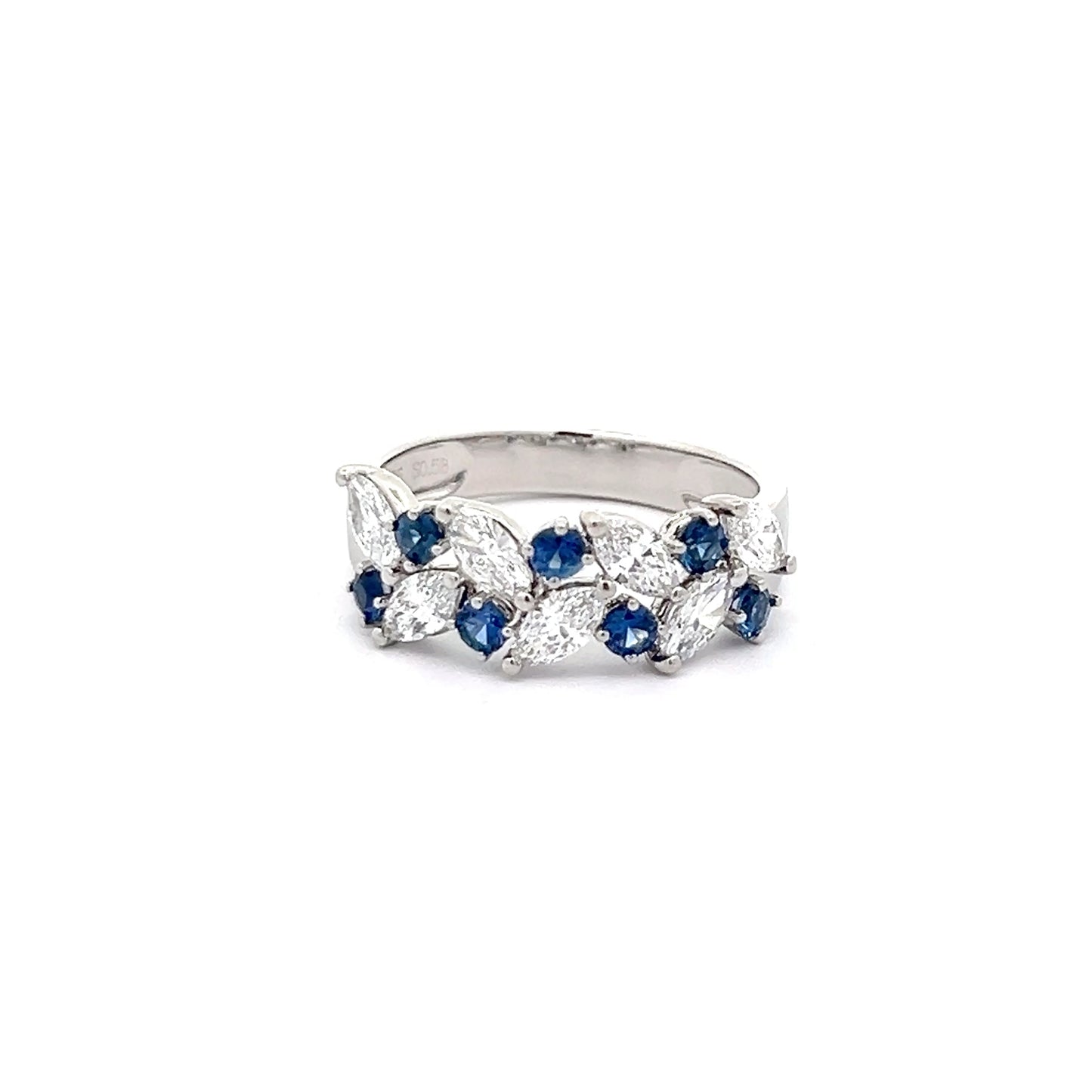 Marquise Lab-grown Diamond and Sapphire Ring in Platinum