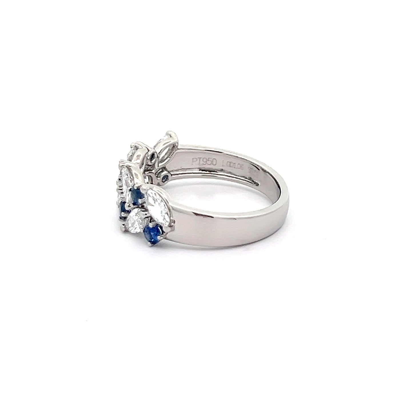 Marquise Lab-grown Diamond and Sapphire Ring in Platinum
