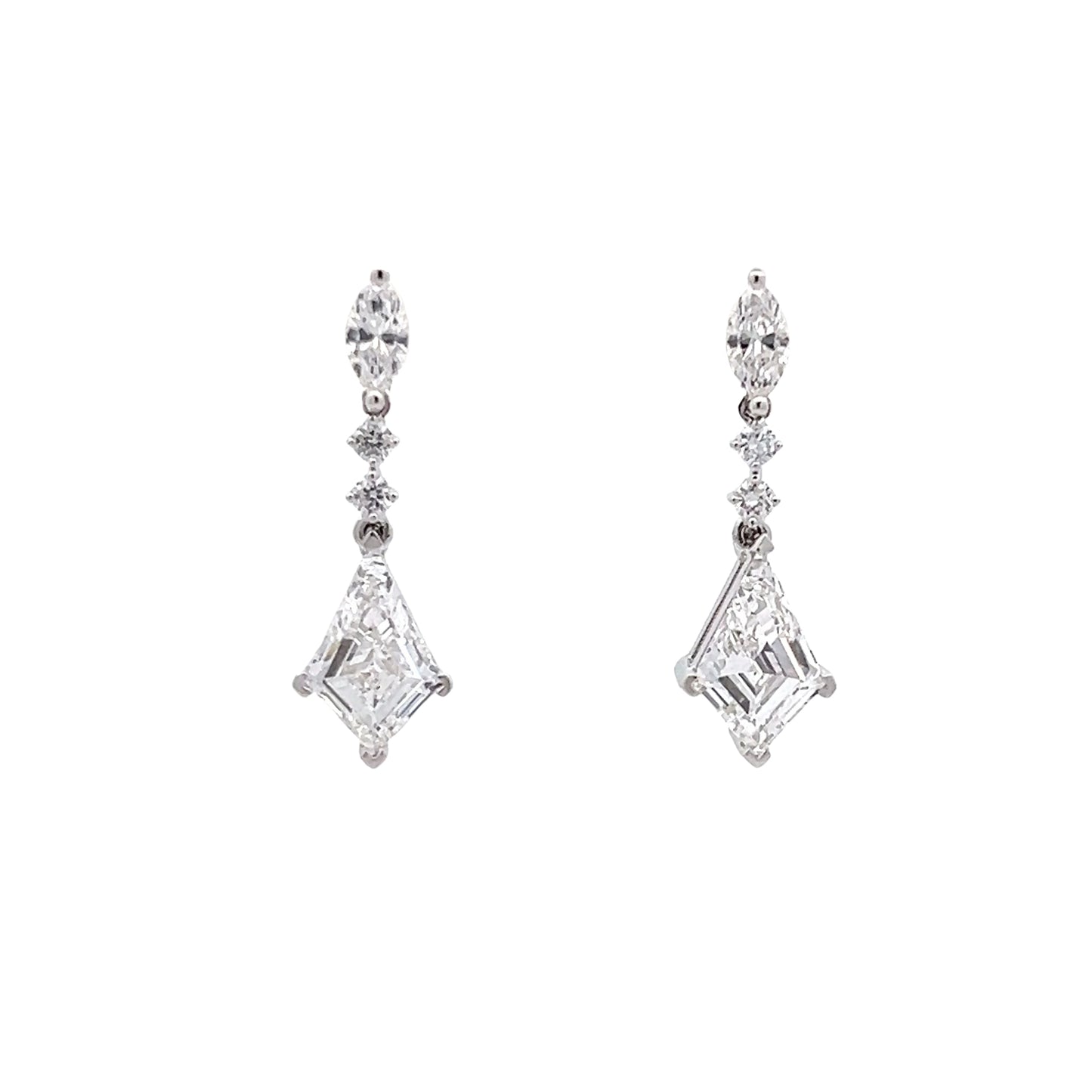 Kite-shape 2.07ct Lab-grown Diamond Earring Studs in Platinum