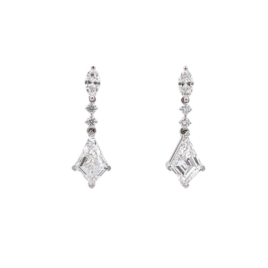 Kite-shape 2.07ct Lab-grown Diamond Earring Studs in Platinum