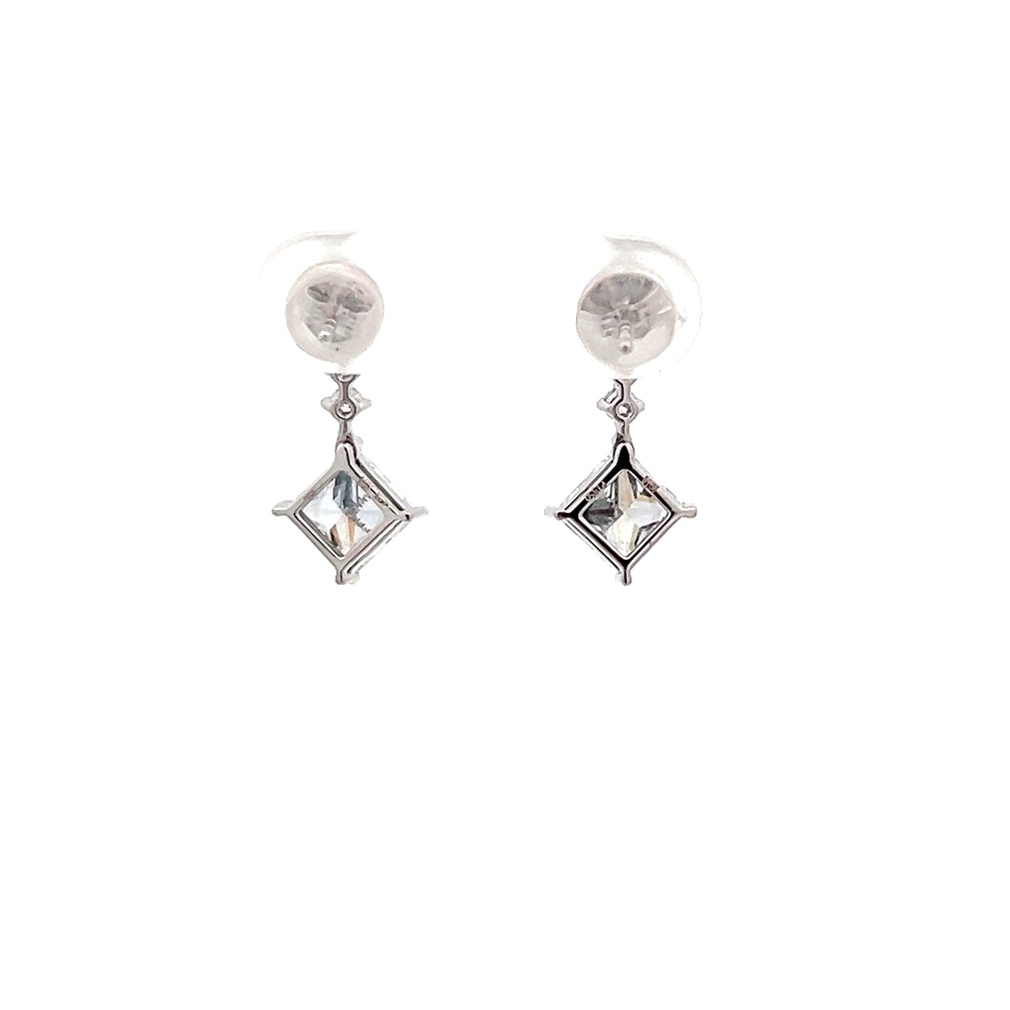 Princess Cut Lab-grown Diamond Dangle Earrings in Platinum