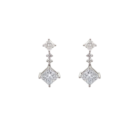 Princess Cut Lab-grown Diamond Dangle Earrings in Platinum
