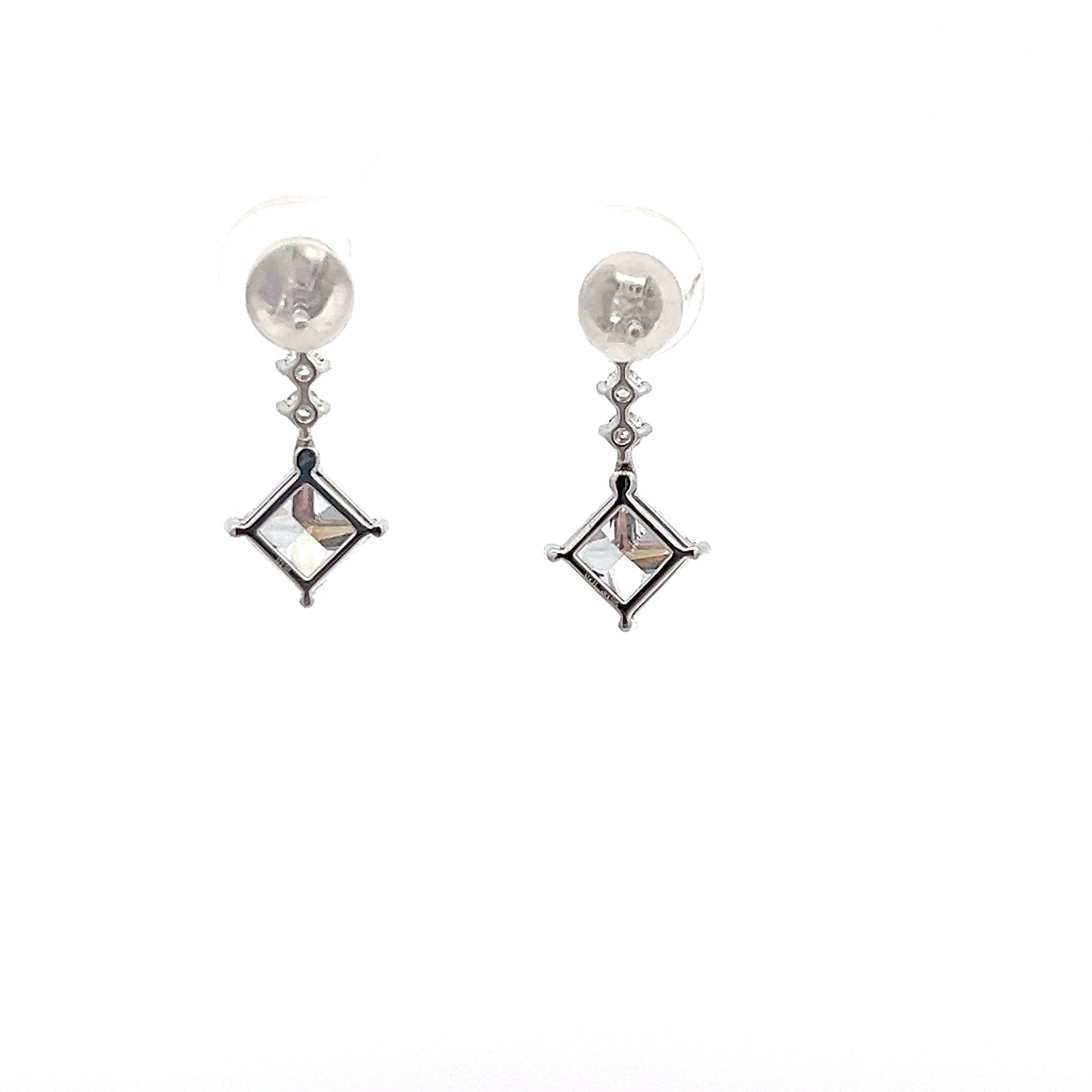 Princess Cut Lab-grown Diamond Dangle Earrings in Platinum