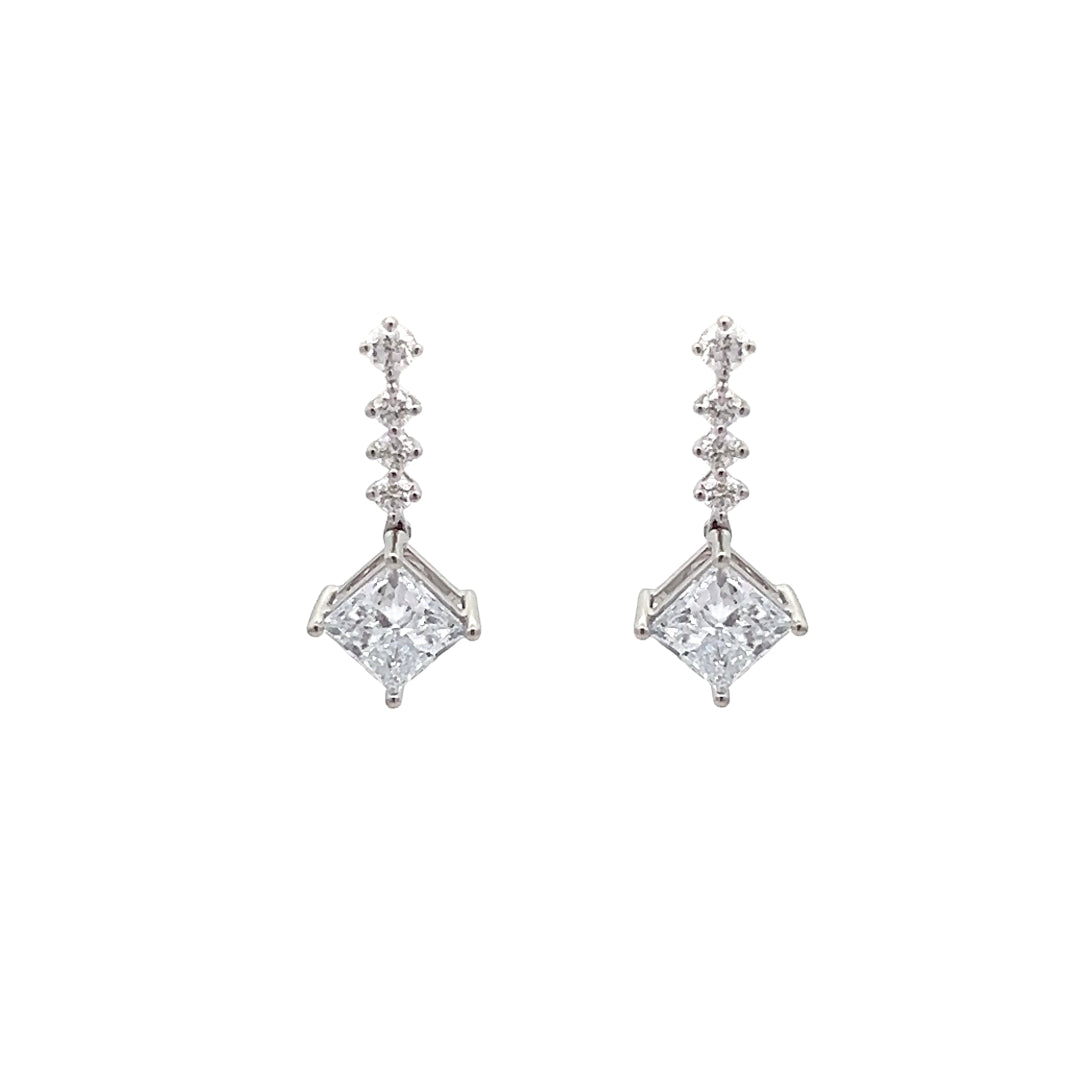 Princess Cut Lab-grown Diamond Dangle Earrings in Platinum