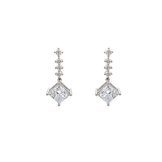 Princess Cut Lab-grown Diamond Dangle Earrings in Platinum