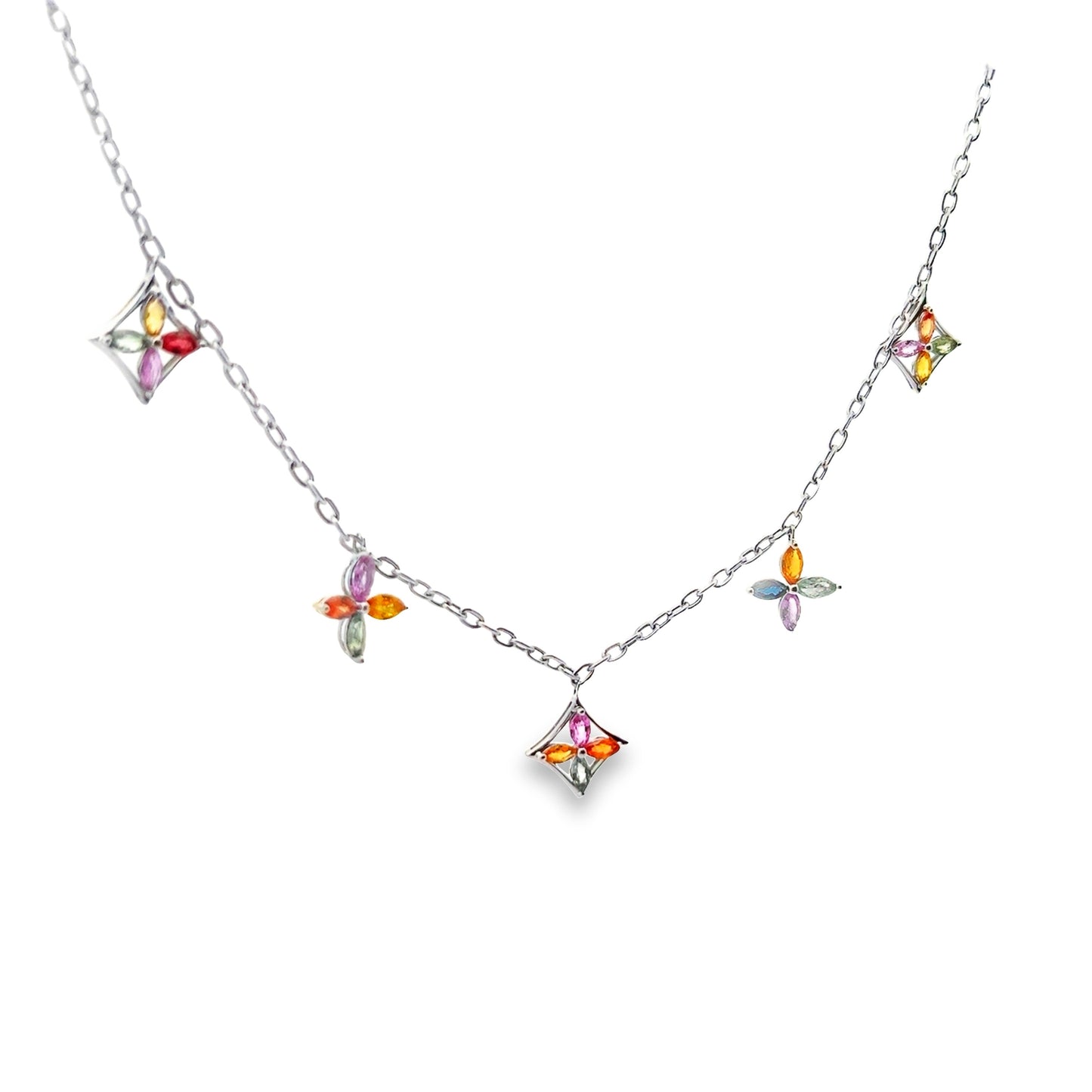 白金多色星光藍寶石項鍊