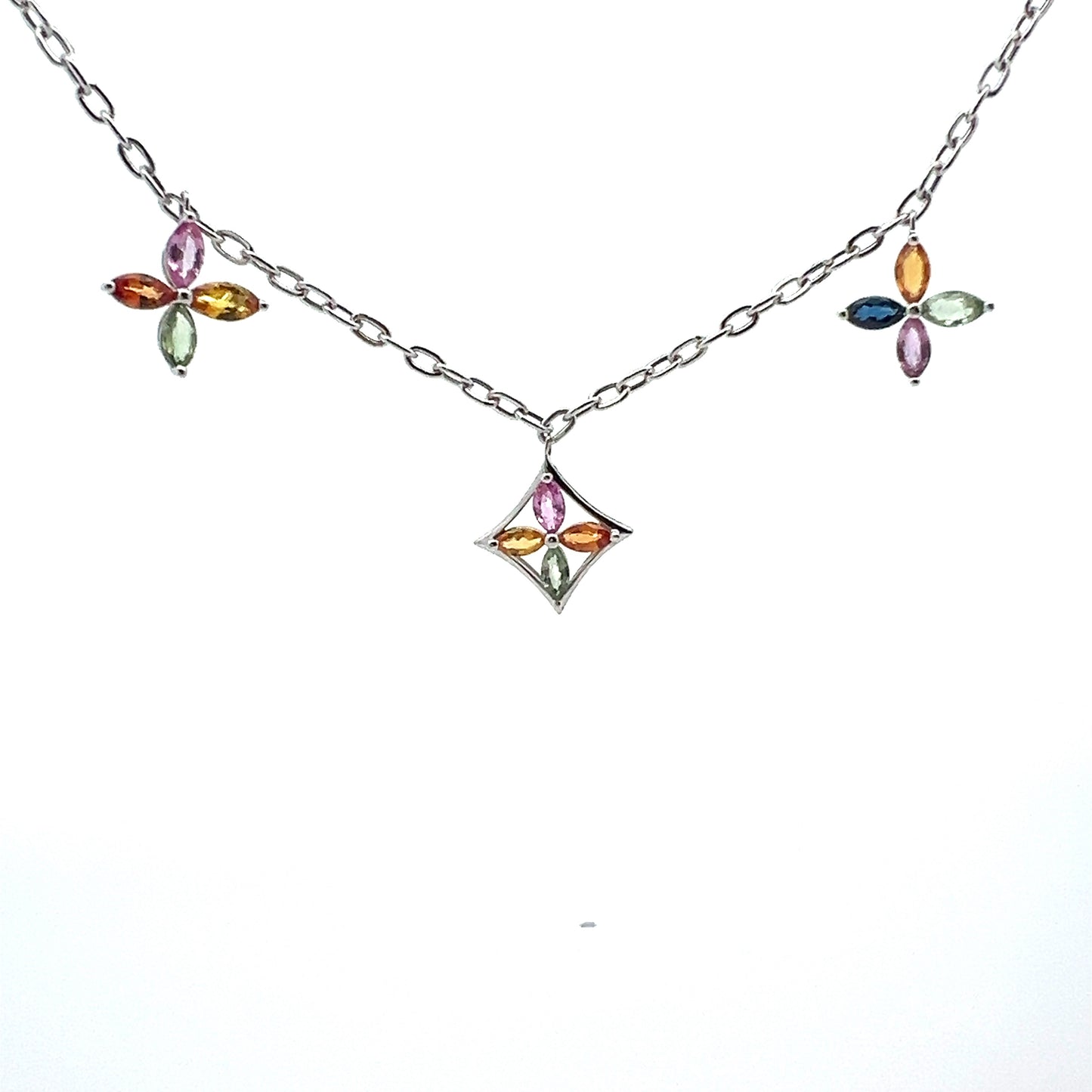白金多色星光藍寶石項鍊