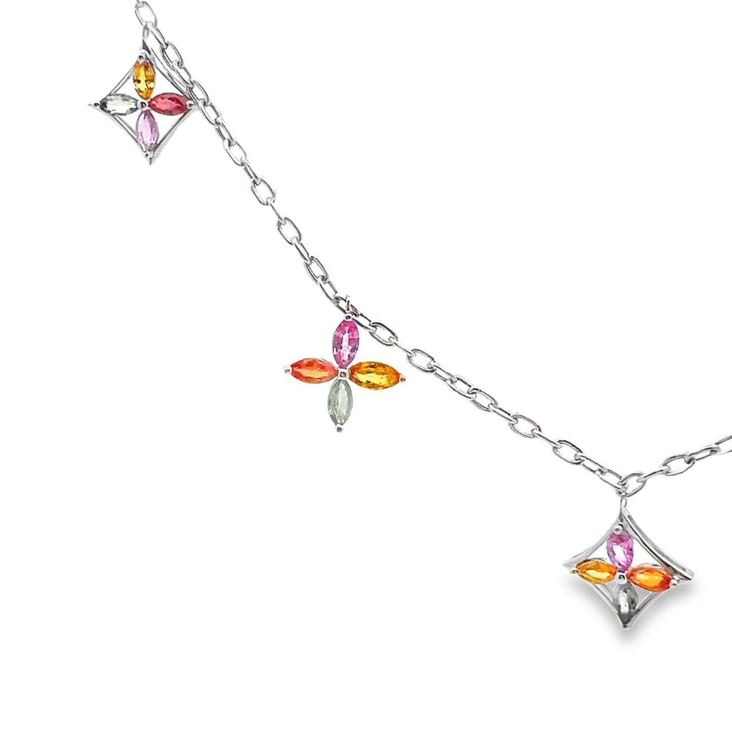 白金多色星光藍寶石項鍊