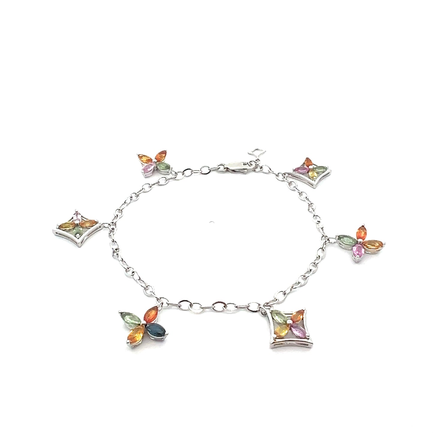 白金多色星光藍寶石手鍊