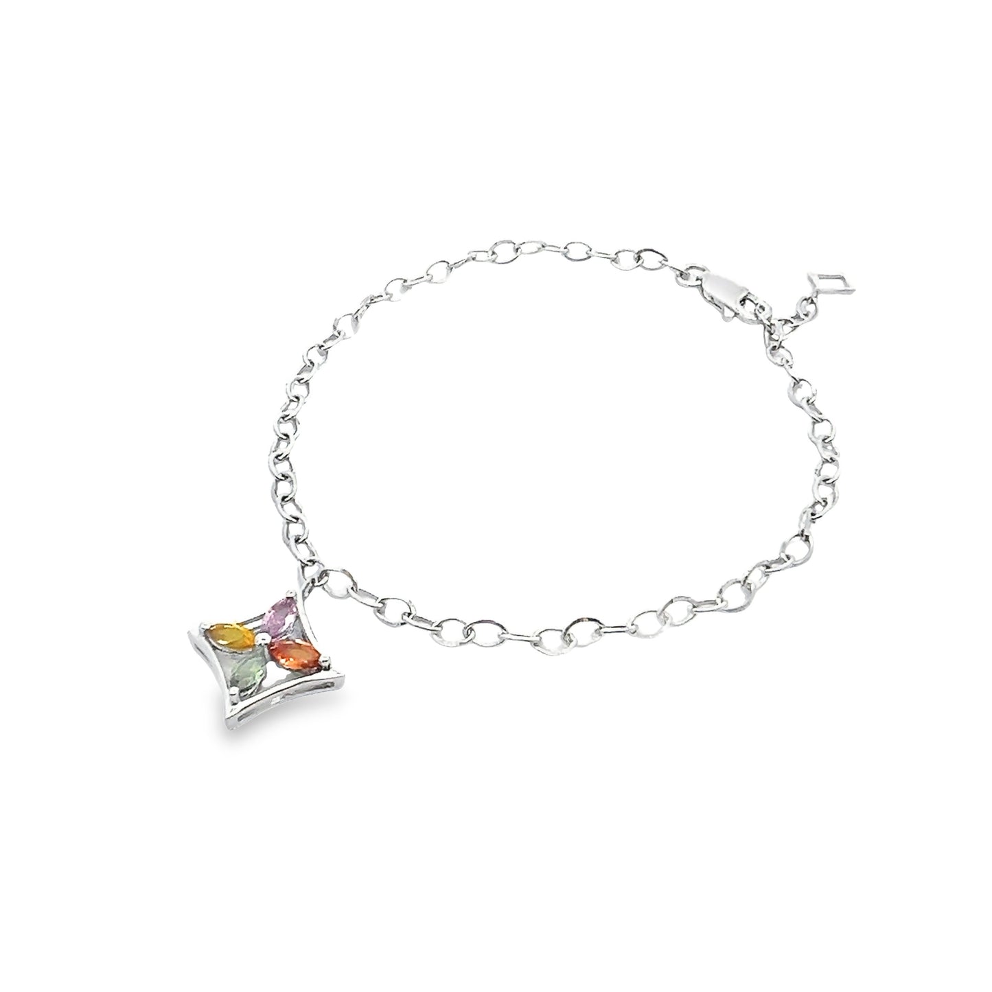 Multicolor Star Sapphire Bracelet in White Gold