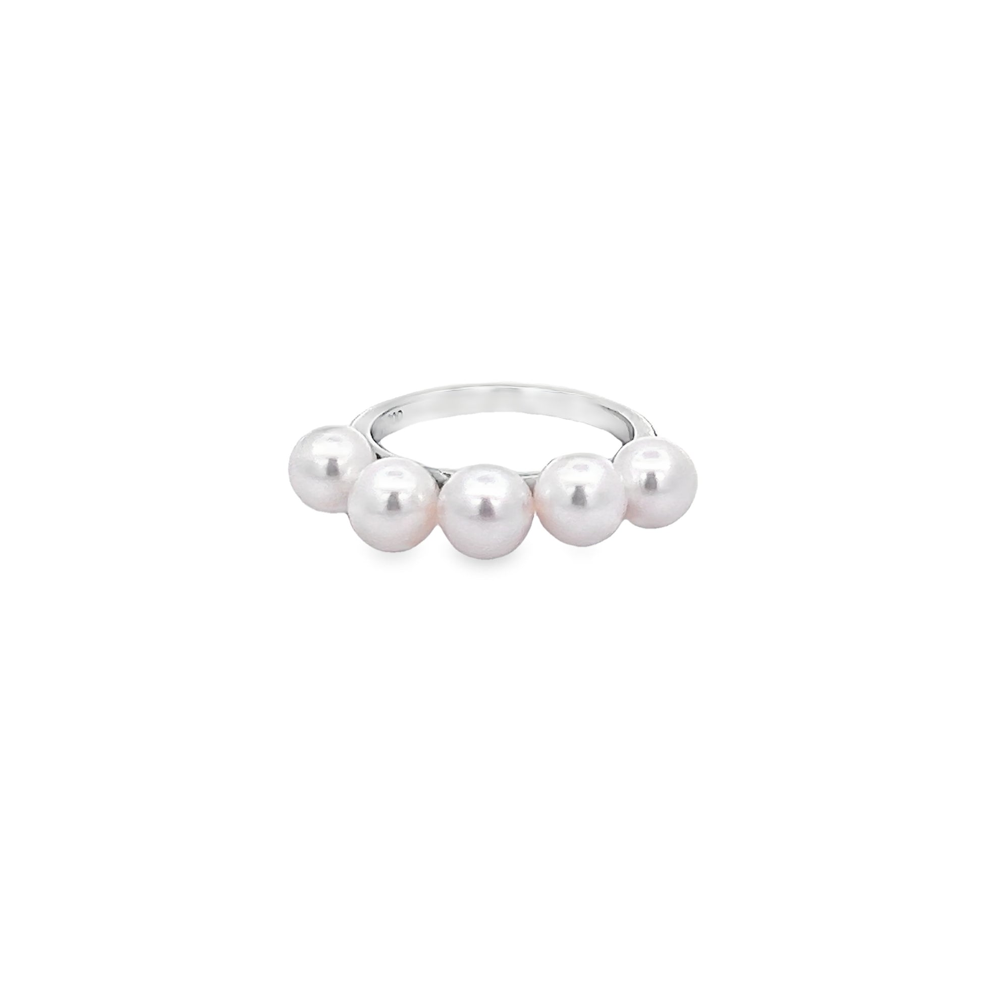 Akoya Pearl Cluster Ring in White Gold