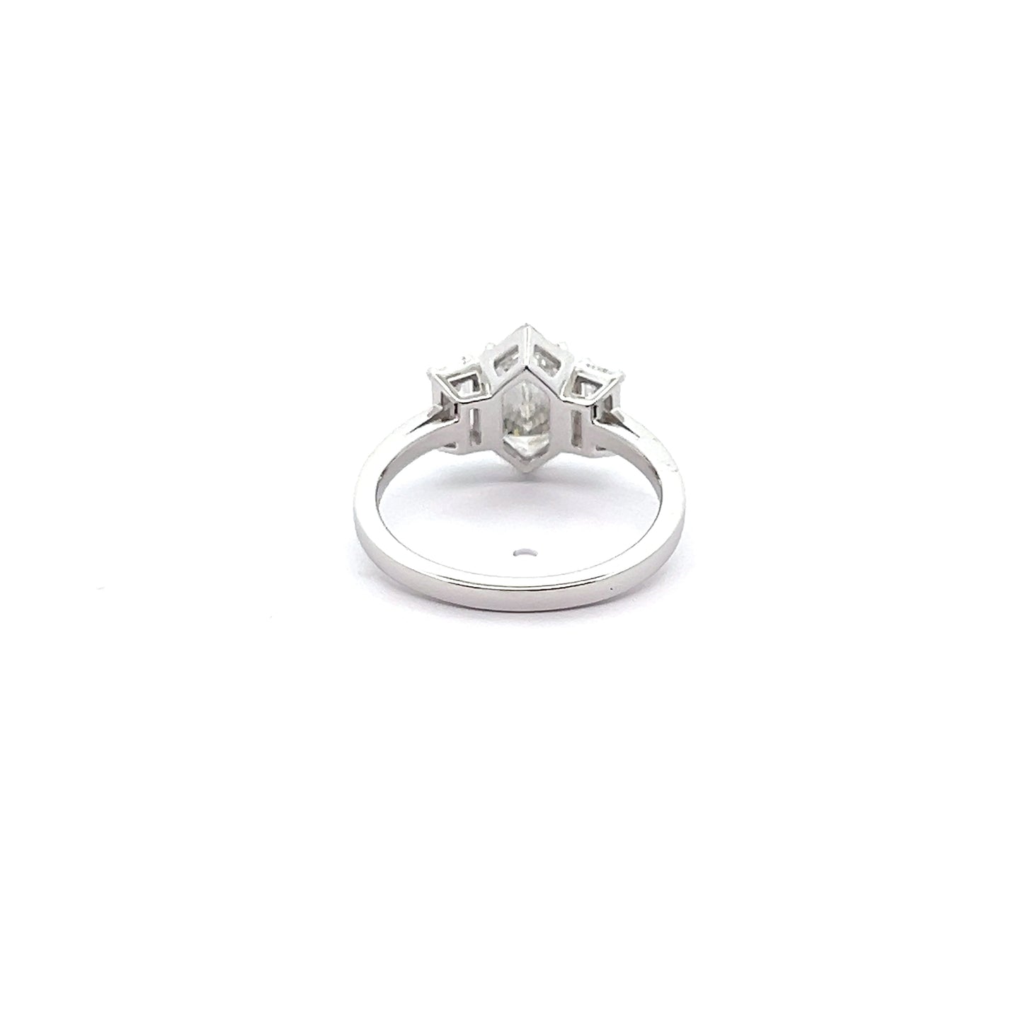 Long Hexagon 1.27ct Lab-grown Three-stone Diamond Ring in Platinum