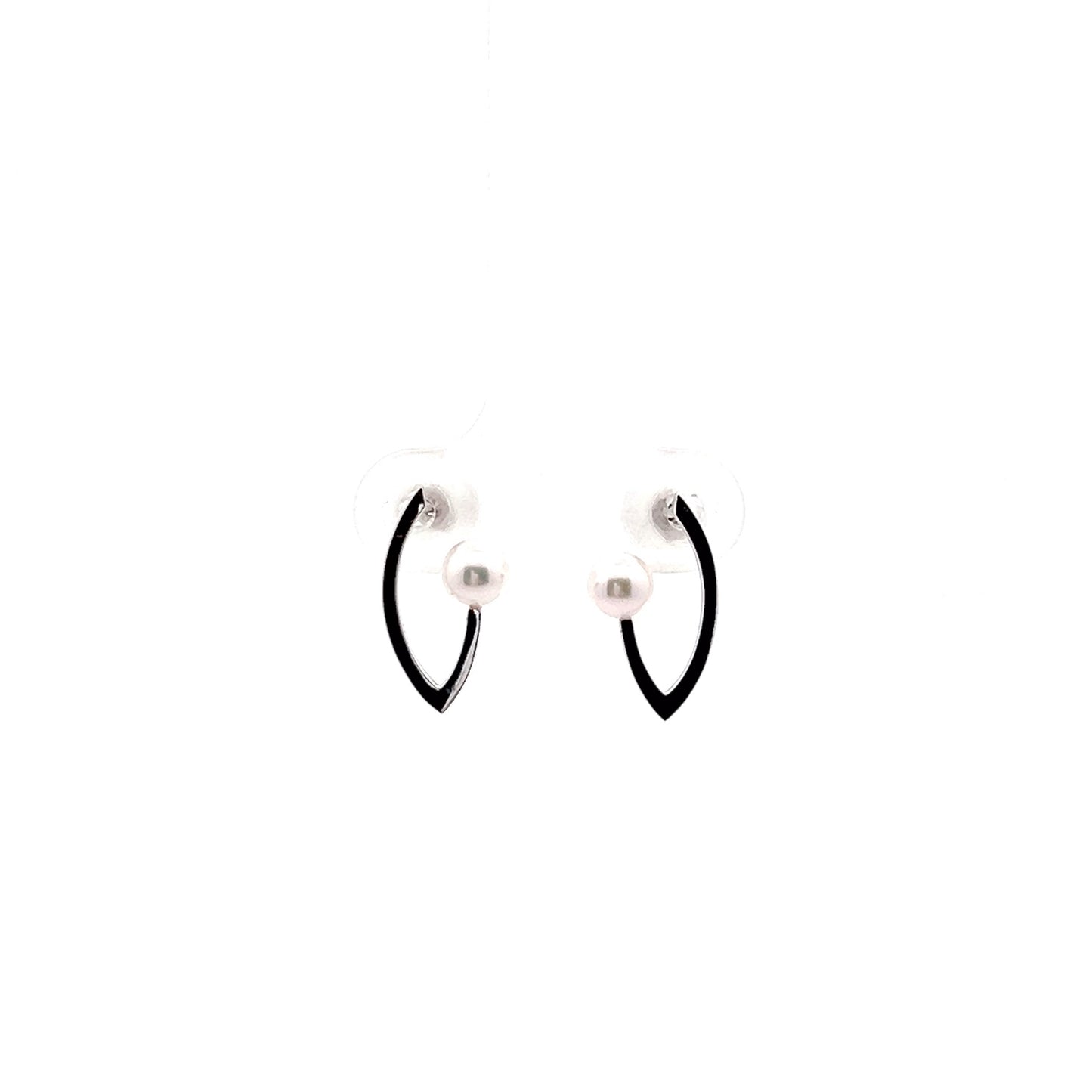Akoya Pearl Marquise Shape Stud Earrings in White Gold