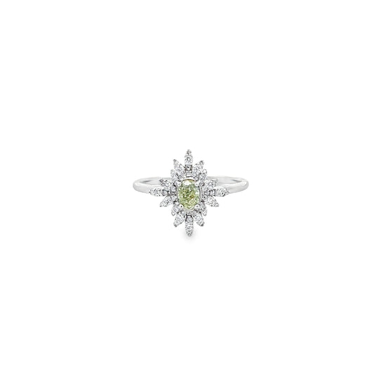 Green Diamond Floral Ring