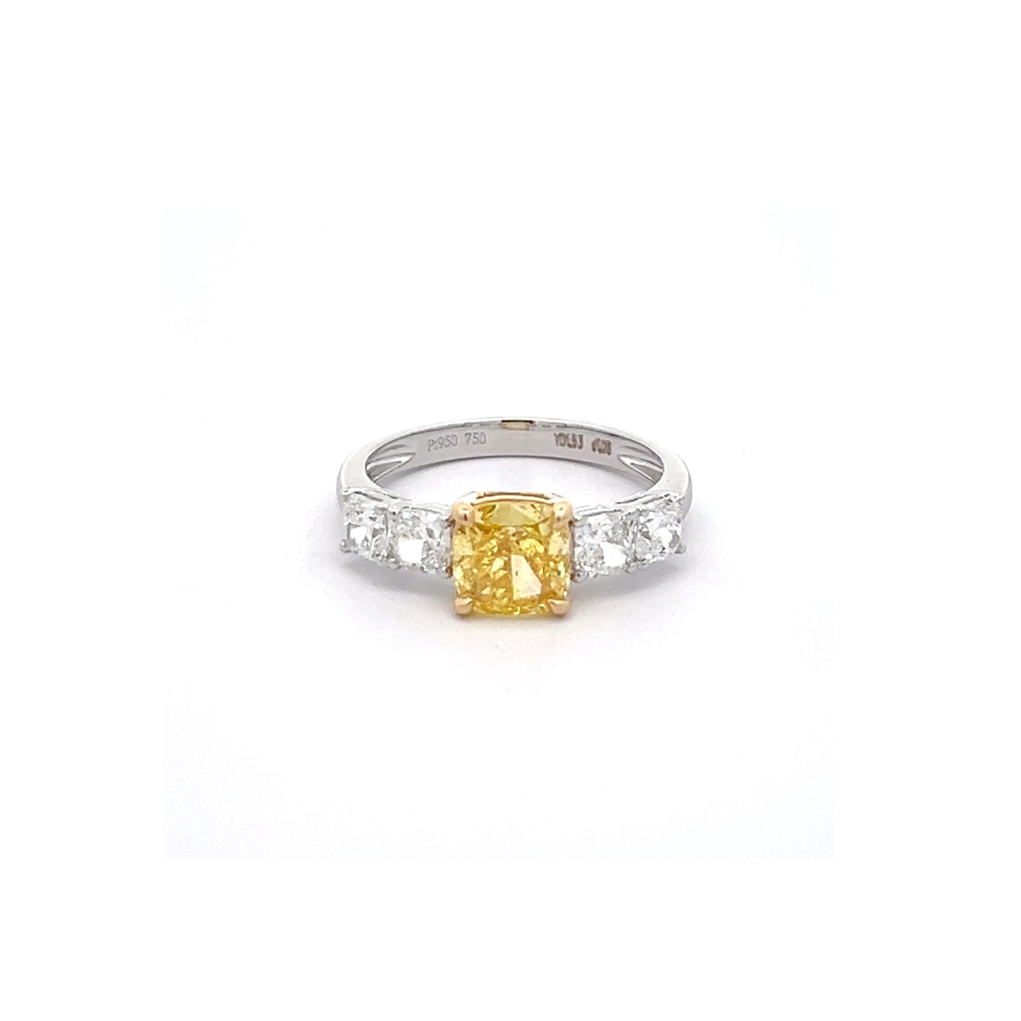 Yellow Cushion 1.53ct Lab-grown Diamond Ring in Platinum