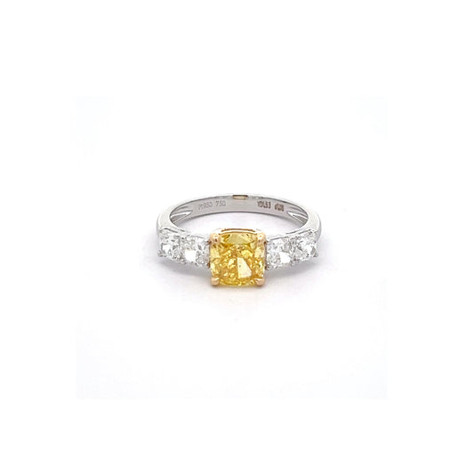 Yellow Cushion 1.53ct Lab-grown Diamond Ring in Platinum